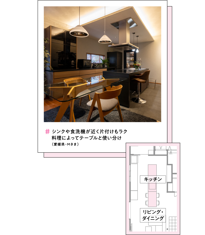 #シンクや食洗機が近く片付けもラク料理によってテーブルと使い分け（愛媛県・Mさま）
