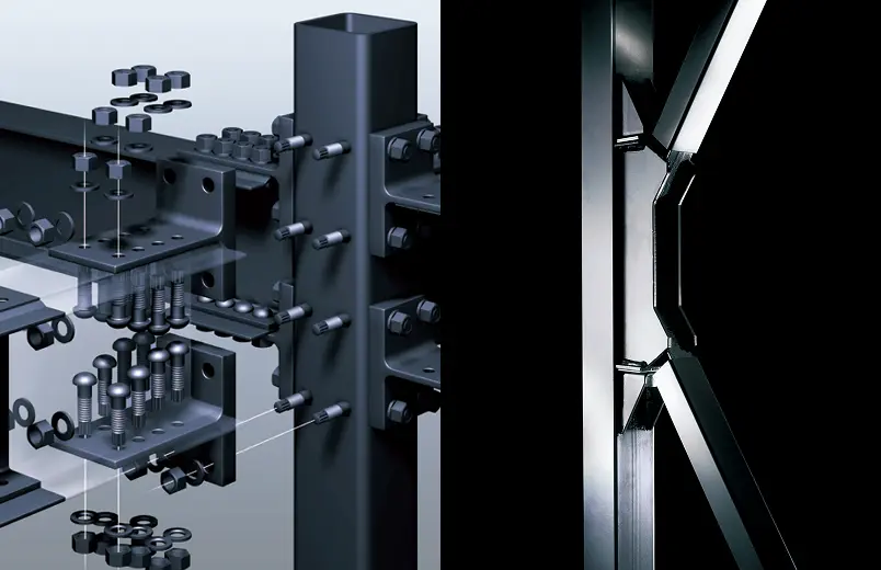 耐震技術（無溶接ボルト構法、制震ダンパー）