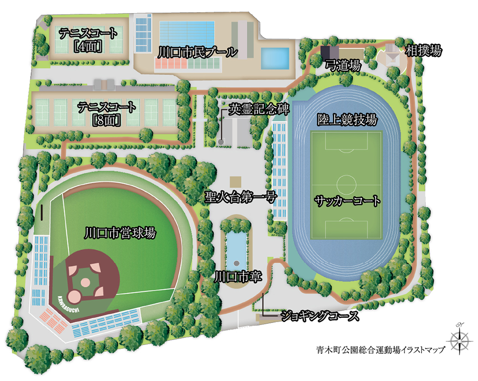 青木町公園総合運動場イラストマップ