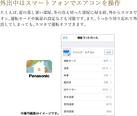外出中はスマートフォンでエアコンを操作