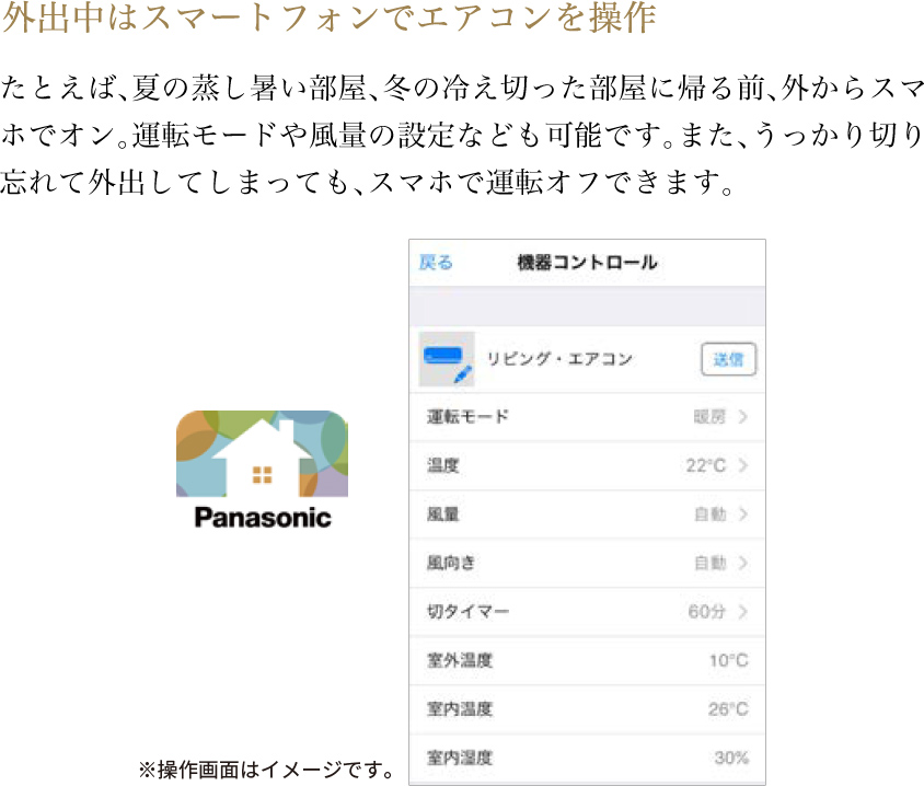 外出中はスマートフォンでエアコンを操作