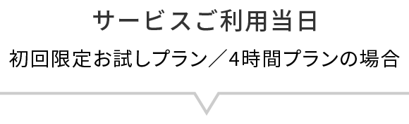 サービスご利用当日 初回限定お試しプラン／4時間プランの場合