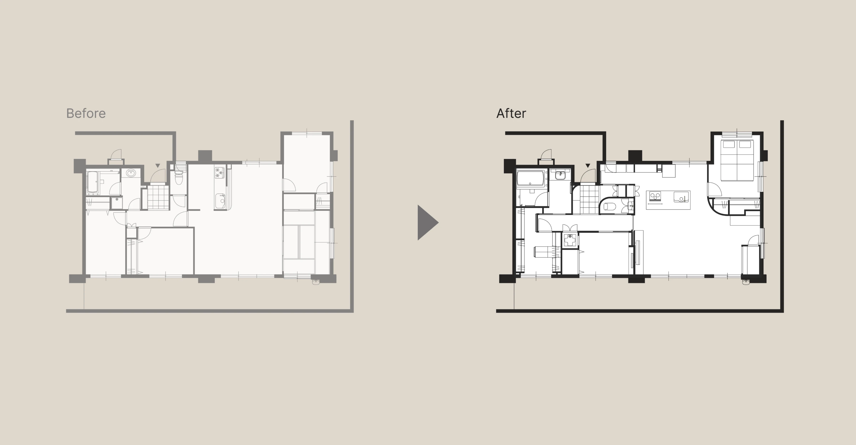 写真：間取り図 Before After