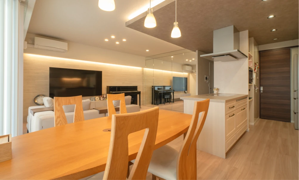 写真：リビング・ダイニング・キッチンの照明