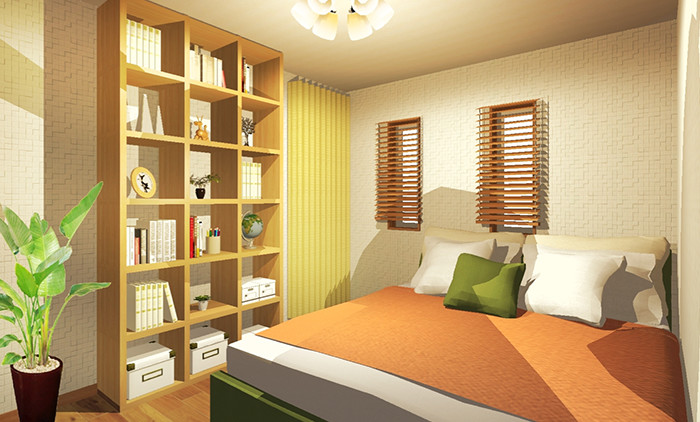 寝室に“見せる収納”を設け、部屋としての魅力をアップ